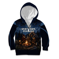Raccoons Campfire Stay Cozy Stay Wild Kid Hoodie Starry Night Forest Wildlife