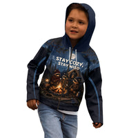 Raccoons Campfire Stay Cozy Stay Wild Kid Hoodie Starry Night Forest Wildlife