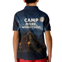 Raccoons Campfire Stay Cozy Stay Wild Kid Polo Shirt Starry Night Forest Wildlife