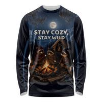 Raccoons Campfire Stay Cozy Stay Wild Long Sleeve Shirt Starry Night Forest Wildlife