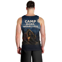 Raccoons Campfire Stay Cozy Stay Wild Men Tank Top Starry Night Forest Wildlife