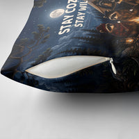 Raccoons Campfire Stay Cozy Stay Wild Pillow Cover Starry Night Forest Wildlife