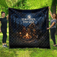 Raccoons Campfire Stay Cozy Stay Wild Quilt Starry Night Forest Wildlife