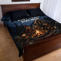 Raccoons Campfire Stay Cozy Stay Wild Quilt Bed Set Starry Night Forest Wildlife