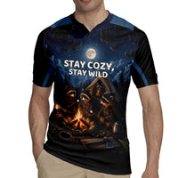 Raccoons Campfire Stay Cozy Stay Wild Rugby Jersey Starry Night Forest Wildlife
