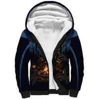 Raccoons Campfire Stay Cozy Stay Wild Sherpa Hoodie Starry Night Forest Wildlife