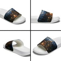 Raccoons Campfire Stay Cozy Stay Wild Slide Sandals Starry Night Forest Wildlife