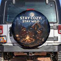 Raccoons Campfire Stay Cozy Stay Wild Spare Tire Cover Starry Night Forest Wildlife