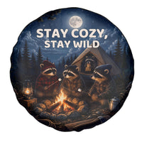 Raccoons Campfire Stay Cozy Stay Wild Spare Tire Cover Starry Night Forest Wildlife