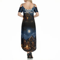 Raccoons Campfire Stay Cozy Stay Wild Summer Maxi Dress Starry Night Forest Wildlife