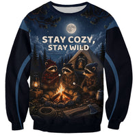 Raccoons Campfire Stay Cozy Stay Wild Sweatshirt Starry Night Forest Wildlife