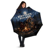 Raccoons Campfire Stay Cozy Stay Wild Umbrella Starry Night Forest Wildlife