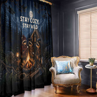 Raccoons Campfire Stay Cozy Stay Wild Window Curtain Starry Night Forest Wildlife