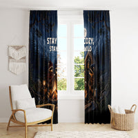 Raccoons Campfire Stay Cozy Stay Wild Window Curtain Starry Night Forest Wildlife