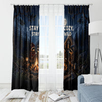 Raccoons Campfire Stay Cozy Stay Wild Window Curtain Starry Night Forest Wildlife