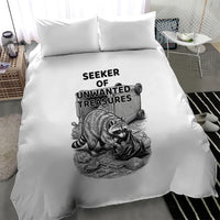 Raccoon I Am Not A Raccoon I Am A Trash Panda Bedding Set Funny Animal Meme Grayscale Sketch Illustration