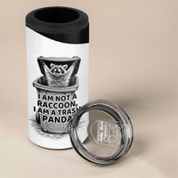 Raccoon I Am Not A Raccoon I Am A Trash Panda 4 in 1 Can Cooler Tumbler Funny Animal Meme Grayscale Sketch Illustration