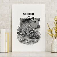 Raccoon I Am Not A Raccoon I Am A Trash Panda Canvas Wall Art Funny Animal Meme Grayscale Sketch Illustration