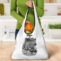 Raccoon I Am Not A Raccoon I Am A Trash Panda Grocery Bag Funny Animal Meme Grayscale Sketch Illustration