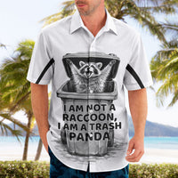 Raccoon I Am Not A Raccoon I Am A Trash Panda Hawaiian Shirt Funny Animal Meme Grayscale Sketch Illustration