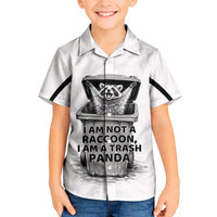 Raccoon I Am Not A Raccoon I Am A Trash Panda Kid Hawaiian Shirt Funny Animal Meme Grayscale Sketch Illustration