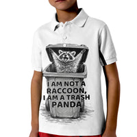 Raccoon I Am Not A Raccoon I Am A Trash Panda Kid Polo Shirt Funny Animal Meme Grayscale Sketch Illustration