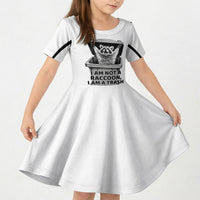 Raccoon I Am Not A Raccoon I Am A Trash Panda Kid Short Sleeve Dress Funny Animal Meme Grayscale Sketch Illustration