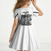 Raccoon I Am Not A Raccoon I Am A Trash Panda Kid Short Sleeve Dress Funny Animal Meme Grayscale Sketch Illustration