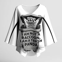 Raccoon I Am Not A Raccoon I Am A Trash Panda Kimono Sleeve Blouse Funny Animal Meme Grayscale Sketch Illustration
