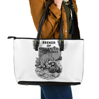 Raccoon I Am Not A Raccoon I Am A Trash Panda Leather Tote Bag Funny Animal Meme Grayscale Sketch Illustration