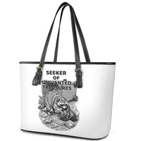 Raccoon I Am Not A Raccoon I Am A Trash Panda Leather Tote Bag Funny Animal Meme Grayscale Sketch Illustration