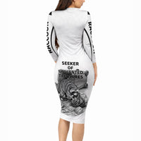 Raccoon I Am Not A Raccoon I Am A Trash Panda Long Sleeve Bodycon Dress Funny Animal Meme Grayscale Sketch Illustration