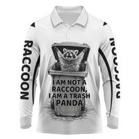 Raccoon I Am Not A Raccoon I Am A Trash Panda Long Sleeve Polo Shirt Funny Animal Meme Grayscale Sketch Illustration