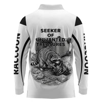Raccoon I Am Not A Raccoon I Am A Trash Panda Long Sleeve Polo Shirt Funny Animal Meme Grayscale Sketch Illustration