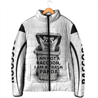 Raccoon I Am Not A Raccoon I Am A Trash Panda Padded Jacket Funny Animal Meme Grayscale Sketch Illustration