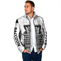 Raccoon I Am Not A Raccoon I Am A Trash Panda Padded Jacket Funny Animal Meme Grayscale Sketch Illustration