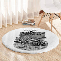 Raccoon I Am Not A Raccoon I Am A Trash Panda Round Carpet Funny Animal Meme Grayscale Sketch Illustration
