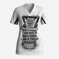 Raccoon I Am Not A Raccoon I Am A Trash Panda Scrub Top Funny Animal Meme Grayscale Sketch Illustration