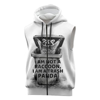 Raccoon I Am Not A Raccoon I Am A Trash Panda Sleeveless Zip Hoodie Funny Animal Meme Grayscale Sketch Illustration