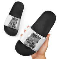 Raccoon I Am Not A Raccoon I Am A Trash Panda Slide Sandals Funny Animal Meme Grayscale Sketch Illustration