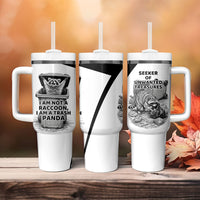 Raccoon I Am Not A Raccoon I Am A Trash Panda Tumbler With Handle Funny Animal Meme Grayscale Sketch Illustration