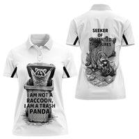 Raccoon I Am Not A Raccoon I Am A Trash Panda Women Polo Shirt Funny Animal Meme Grayscale Sketch Illustration