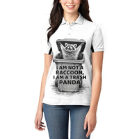 Raccoon I Am Not A Raccoon I Am A Trash Panda Women Polo Shirt Funny Animal Meme Grayscale Sketch Illustration