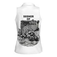 Raccoon I Am Not A Raccoon I Am A Trash Panda Women Sleeveless Polo Shirt Funny Animal Meme Grayscale Sketch Illustration