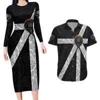 Hell Pattern Skull Couples Matching Long Sleeve Bodycon Dress and Hawaiian Shirt I'm Not Rode I Just Hace The Balls To Say What Everyone Else is Thinking - Wonder Print Shop