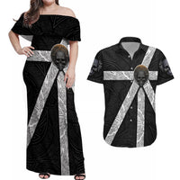 Hell Pattern Skull Couples Matching Off Shoulder Maxi Dress and Hawaiian Shirt I'm Not Rode I Just Hace The Balls To Say What Everyone Else is Thinking - Wonder Print Shop