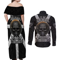 Hell Pattern Skull Couples Matching Off Shoulder Maxi Dress and Long Sleeve Button Shirts I'm Not Rode I Just Hace The Balls To Say What Everyone Else is Thinking - Wonder Print Shop