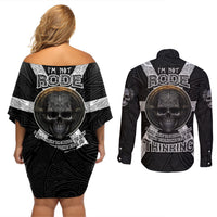 Hell Pattern Skull Couples Matching Off Shoulder Short Dress and Long Sleeve Button Shirts I'm Not Rode I Just Hace The Balls To Say What Everyone Else is Thinking - Wonder Print Shop