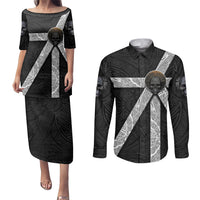 Hell Pattern Skull Couples Matching Puletasi Dress and Long Sleeve Button Shirts I'm Not Rode I Just Hace The Balls To Say What Everyone Else is Thinking - Wonder Print Shop