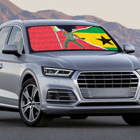 Autonomous Region of Principe Independence Auto Sun Shade with 1995 Flag Design and Cultural Pattern - Wonder Print Shop